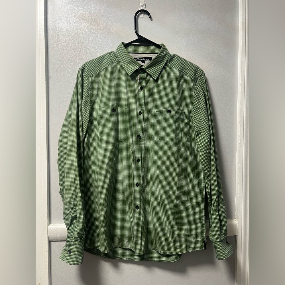 Kenneth Cole Green Plaid Men's Shirt